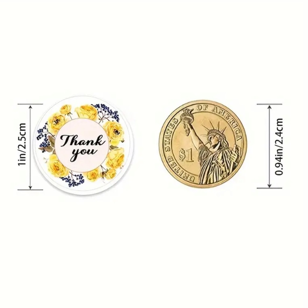 New 500 Pcs Floral Thank You Stickers 1 Inch Stationery Small Business Supplies - Picture 12 of 16